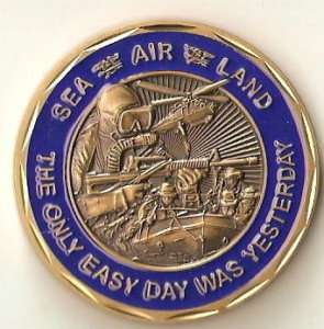 Navy Seals Only Easy DayYesterday Challenge Coin E_St  
