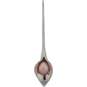 Calla Lily Pendant with Pink Freshwater Drop Pearl Pendant in Sterling 