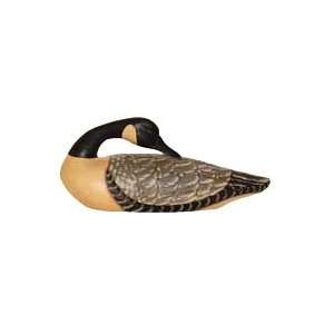 Carved Wooden Canada Goose Decoy Sleeping 