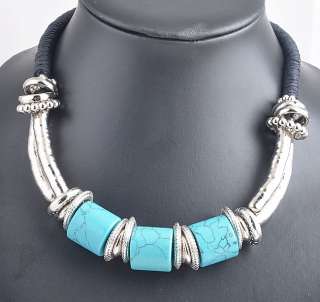 Chunky Snake Chains Turquoise Necklace NE019  