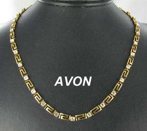 Avon chunky block necklace clear diamante RHINESTONES  