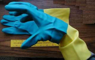 Latex Rubber / Neoprene Gloves 12 Pair TEXTURED GRIP HEAVY GAGE BUT 