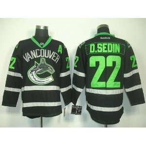  D.sedin #22 NHL Vancouver Canucks Black Hockey Jersey Sz52 