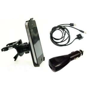 Swivel Air Vent Car Kit Mount for Apple iPhone 4 with Charger & Audio 