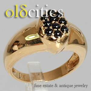 14K Yellow Gold .45 CTW Sapphire Cabochon Estate Cluster Ring  