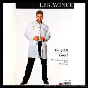 Mens 2 PC DR. PHIL GOOD Scientist Doctors Lab Coat+Stethoscope Adult 