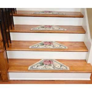  Washable Non Skid Carpet Stair Treads   Ivory/Grey/Gold 