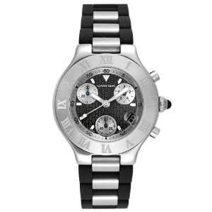   Stainless Steel and Black Rubber Chronograph Watch Cartier Watches