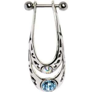   Silver 925 Eqyptian Aqua Zirconia Cartilage Ear Piercing Jewelry