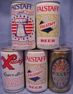 VINTAGE QTY OF 5 FALSTAFF BREWING STEEL BEER CANS CB32  