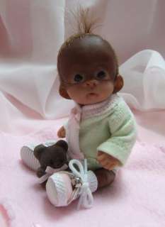   Baby Orangutan Monkey Girl Sculpted Polymer Clay Art Doll Collectible