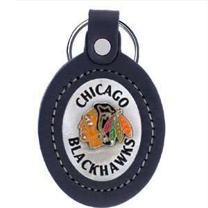  Chicago Blackhawks Large Leather & Pewter Team Key Fob   NHL Hockey 