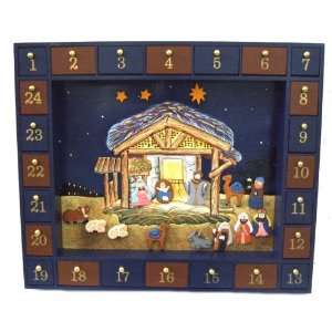  Kurt Adler Wooden Nativity Advent Calendar with 24 