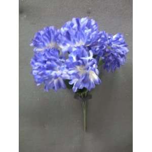   #20656 Blue Cream Chrysanthemum Mum Silk Flower Bush with 6 Blooms