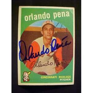 Orlando Pena Cincinnati Redlegs #271 1959 Topps Signed Autographed 