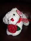 DAN DEE WHITE & RED VALENTINE PLUSH ANIMAL WITH BOW TIE TAGGED & EXC 