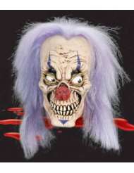 PM6777014/175 Evil Clown Full Overhead Mask With Purple Hair