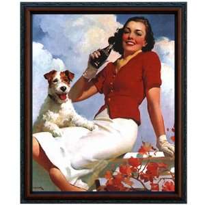  Coca Cola pin up Lady and her Dog Vintage Advertising 