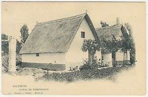 Spain, Valencia, Casas de Campesinos, old postcard  