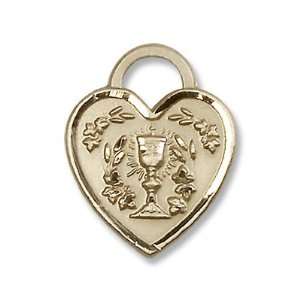  14kt Gold Communion Heart Medal Chalice Jewelry