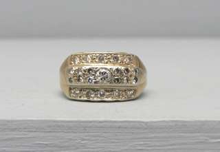 Nice 14k Gold Diamond Ring w/ 3 Rows of Diamonds Size 5  