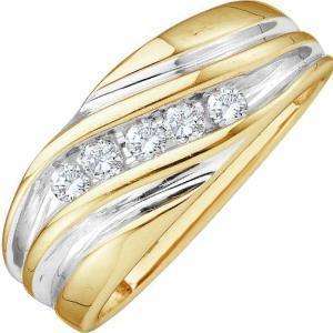 MENS TWO TONE GOLD DIAMOND WEDDING ENGAGEMENT BAND RING  