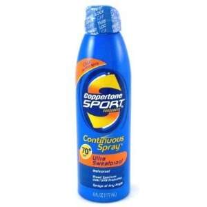 Coppertone Continuous SPF#70+ Spray Sport 6 oz. Sweatproof 