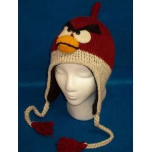  Angry RED Bird Costume Animal Hat Wool Knit Aviator Beanie Cap Hat 