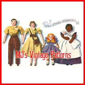 1940 Doll Family Vintage Pattern ~ Small Cloth Dolls  