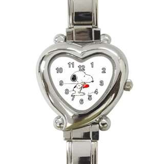 New* HOT LOVE SNOOPY DOG Heart Italian Charm Watch  