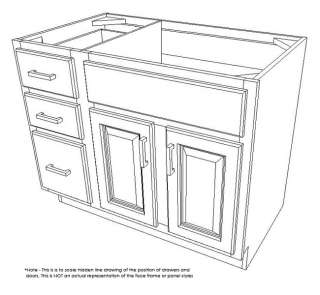 36 Beech Coffee Bathroom Vanity Cabinet w/ L Drawers  