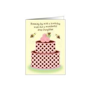  Step Daughter Birthday Bees Cake Whimsical Card Health 