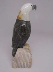 Exotic Natural Carved Marble Figurine Eagle Statue Bird  