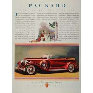 1932 Ad Packard Red Twin Six Convertible Car Art Deco   Original Print 