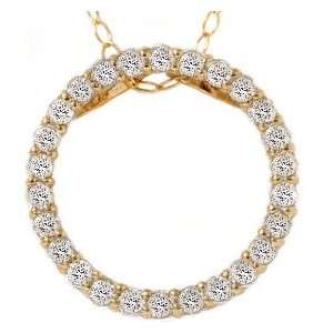   Diamond Circle Eternity Pendant 14K Yellow Gold Womens Necklace 16
