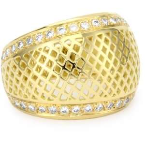 Ray Griffiths 18k Yellow Gold Dome Top and Pave Diamond Ring, Size 6