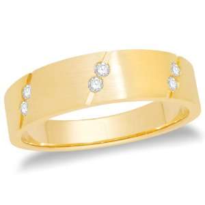  Mens 14k Yellow Gold Machine Set Diamond Band Ring (1/4 