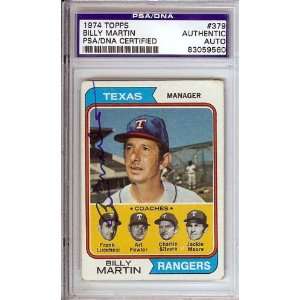Billy Martin Autographed 1974 Topps Card PSA/DNA Slabbed