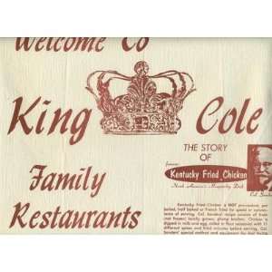   King Cole Placemat Kentucky Fried Chicken Col Sanders 