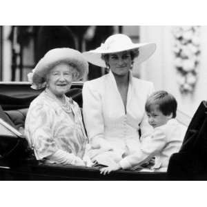  Queen Mother with Princess Diana and Prince William in an 