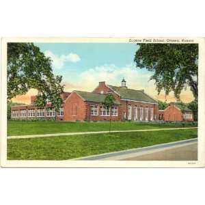  1940s Vintage Postcard Eugene Field School   Ottawa Kansas 