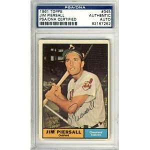 1961 Topps Jim Piersall #345 Signed Psa/dna Slabbed   Signed MLB 