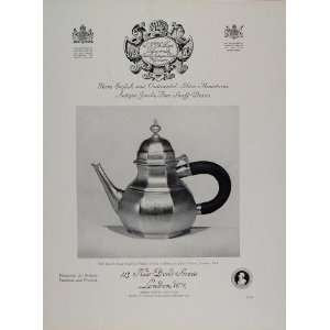  1955 Ad John Newton Silver Queen Anne Octagonal Teapot 