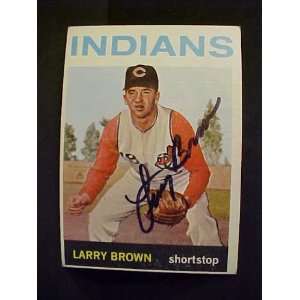 Larry Brown Cleveland Indians #301 1964 Topps Autographed Baseball 