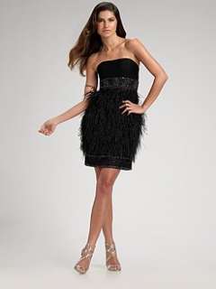 Sue Wong   Strapless Feather Dress
