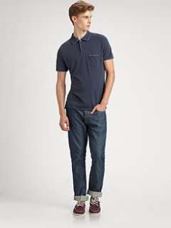 band of outsiders matched piped polo $ 150 00 5 pocket raw denim jeans 