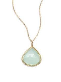 Misha of New York   Teardrop Wire Trimmed Pendant Necklace/Chalcedony