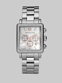 Michael Kors   Crystal Chronograph Rectangular Bracelet Watch   Saks 