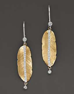 Meira T Diamond and 14K Gold Leaf Earrings   Earrings   Shop by Style 