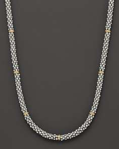 Lagos Caviar Mini Rope Necklace with 18 Kt. Stations, 16 and 18